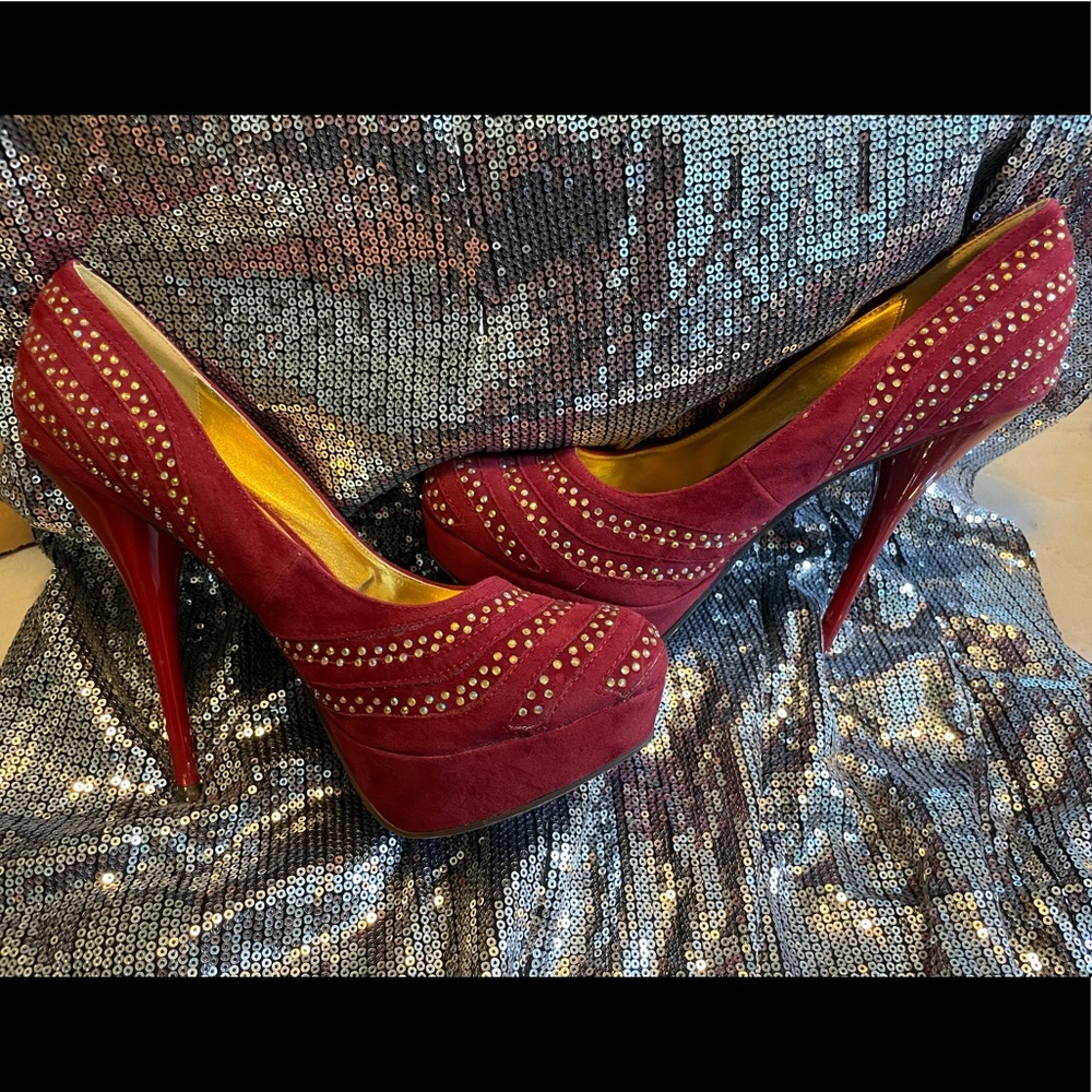 Liliana red sparkle 6 in heel sz 10